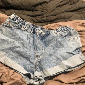 ASOS DESIGN Denim high rise original mom shorts in light wash